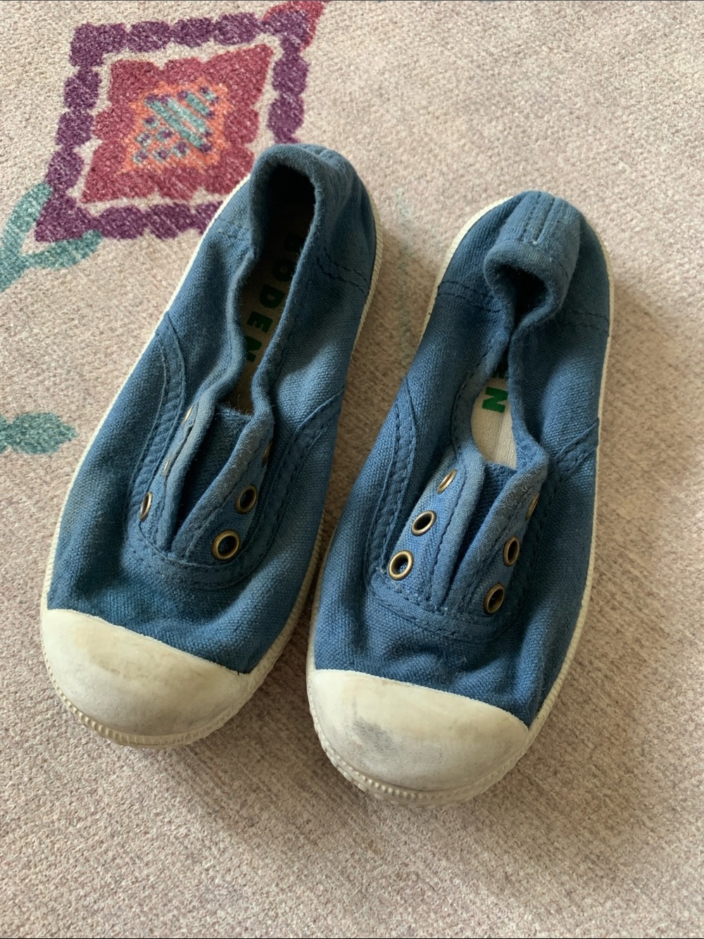 Mini Boden Blue Slip-On Kids Canvas Sneakers